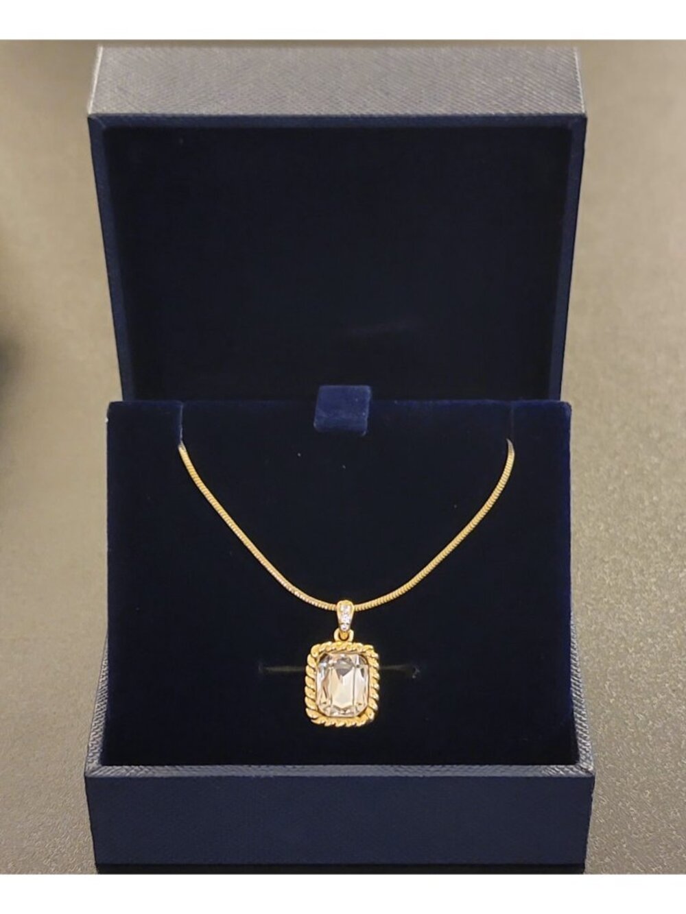 18K Gold Plated Sterling Silver Clear April Birthstone Necklace NWT